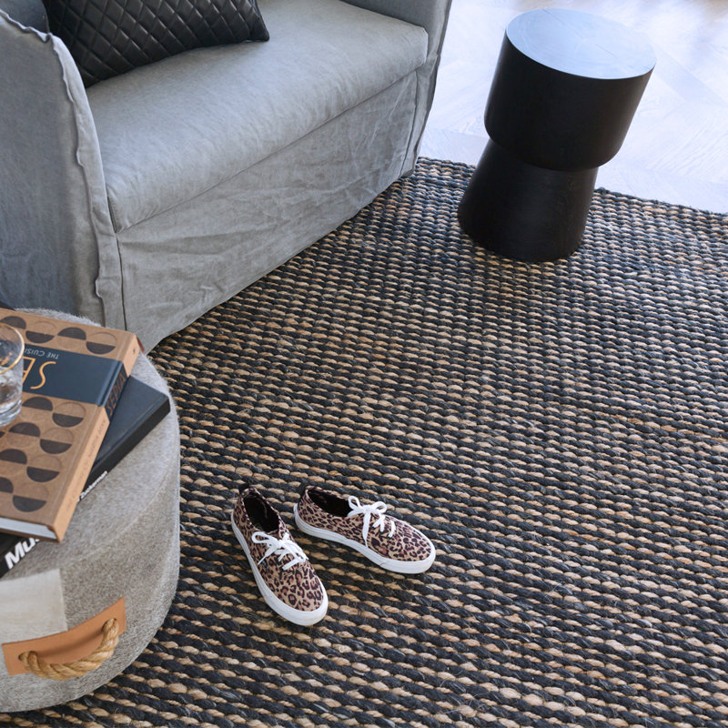 Gemini Geometric Area Rug in Black/Tan, Rectangle 6'7" x 9'8"