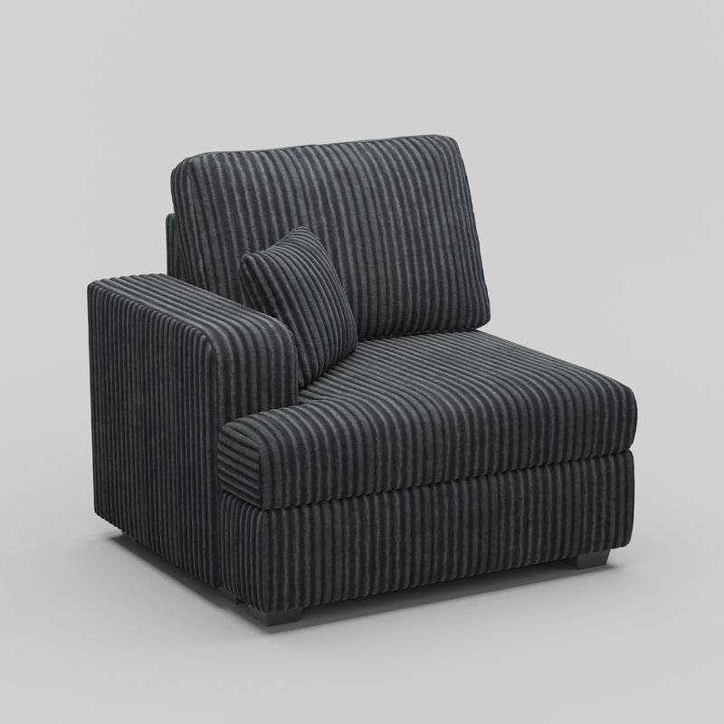 Bianca Left Seat Of The Plush Corduroy Modular Sofa, Gray Corduroy