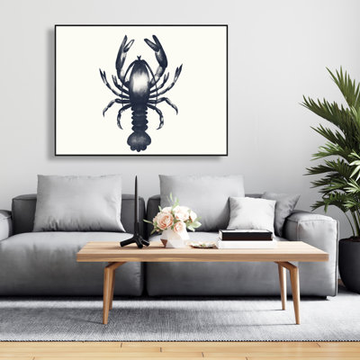 Blue Lobster - Beach Coastal Framed Canvas Home Decor