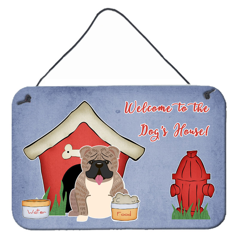 Modern Landscape & Nature Wall Decor on Metal, Cream/Purple/Red, English Bulldog