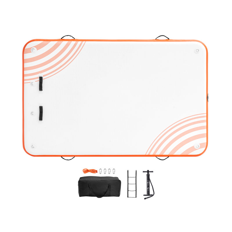 VEVOR 8 x 5FT Orange Inflatable Floating Dock with Ladder