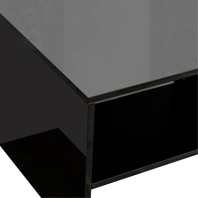 Table basse noire avec attrait architectural et espace de rangement pratique et fascinant, Noir