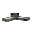 Lit plateforme en L avec armoires de rangement, bureau, lit gigogne et lumière DEL-721245445
