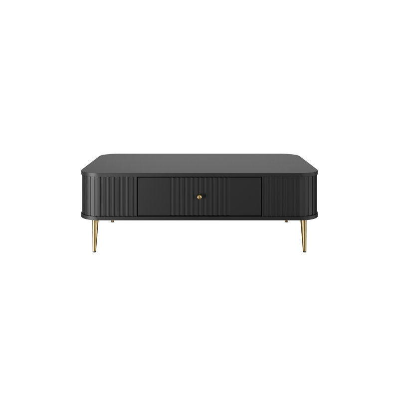 Dayzee Coffee Table with Storage, Black Top/Gold Base
