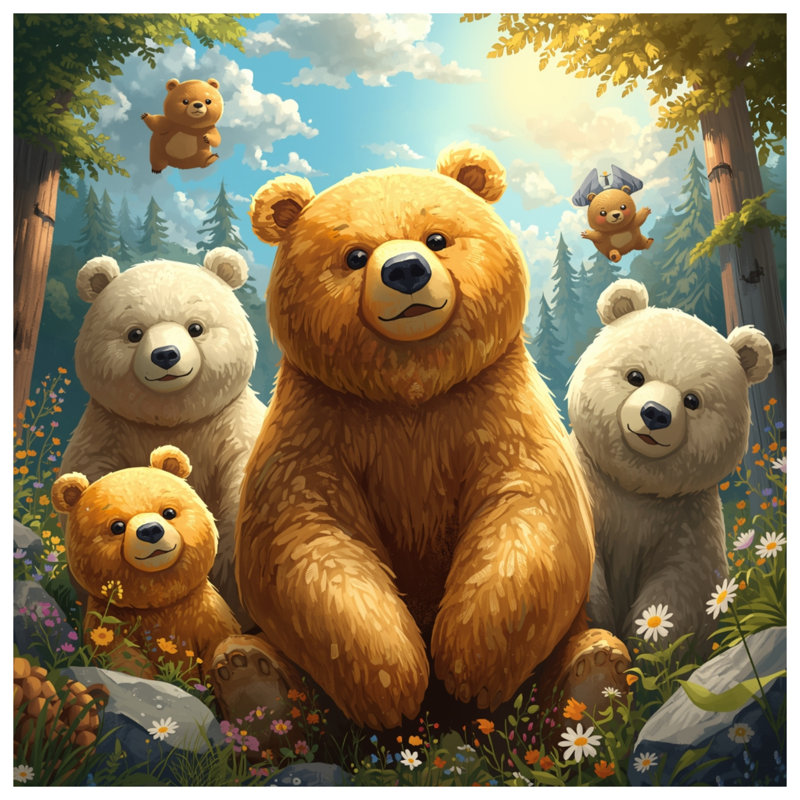 Rideaux de douche Cute Bear Family, L 70 po x H 72 po