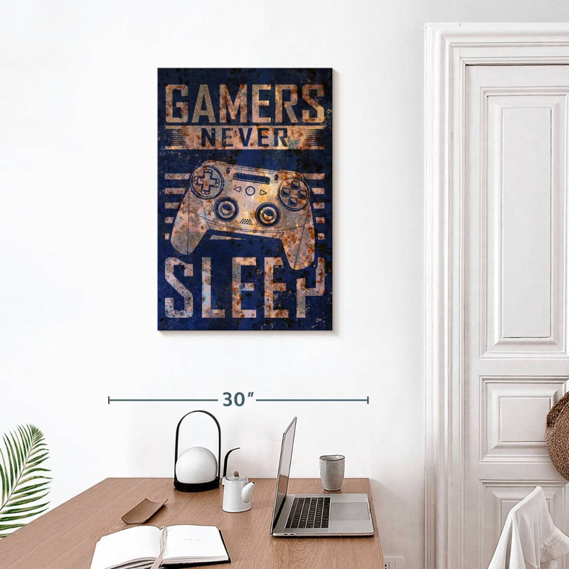 Senne Gamers Never Sleep Typography, 30" H x 20" W