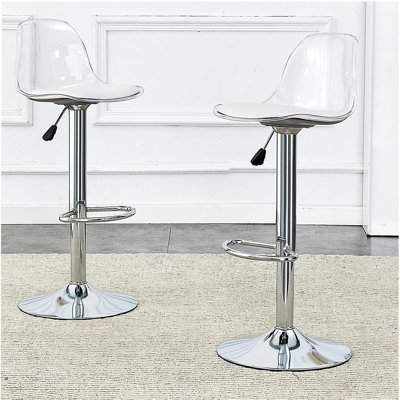 Modern minimalist bar chairs and bar stools. Can rotate 360 ° and adjust lifting.  backrest and PU seats. Set of 2. Suitable for bars, restaurants, and front desk cashiers