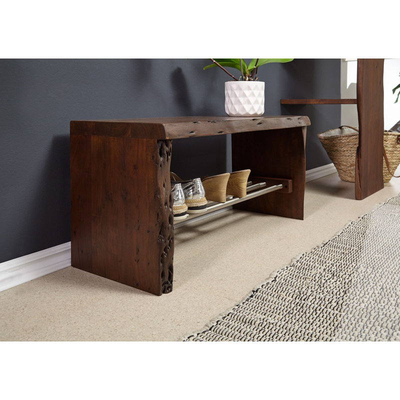 Pure Acacia Solid Wood Bench, Brown