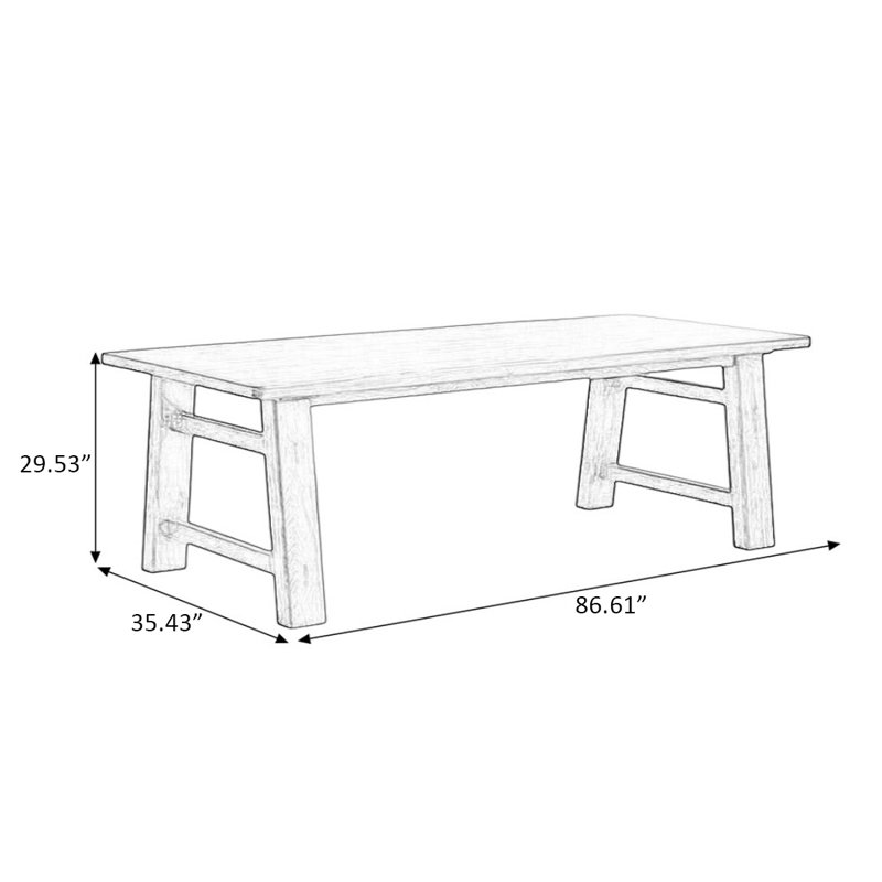 Table de salle à manger Retro, H 29,53 po x L 86,61 po x l 35,43 po