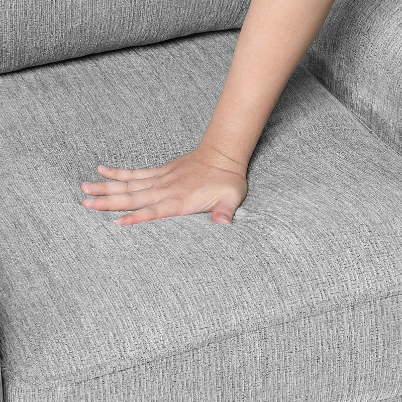 Canapé en chenille moderne et contemporain de 84 po avec coussins réversibles, 2 coussins décoratifs et siège à ressorts ensachés haute densité Junie