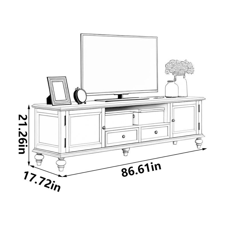 Meuble télé blanc moderne, 86.61"