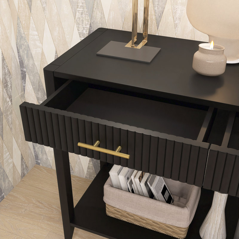 Console à 3 tiroirs avec tablette de rangement Farmhouse, Noir