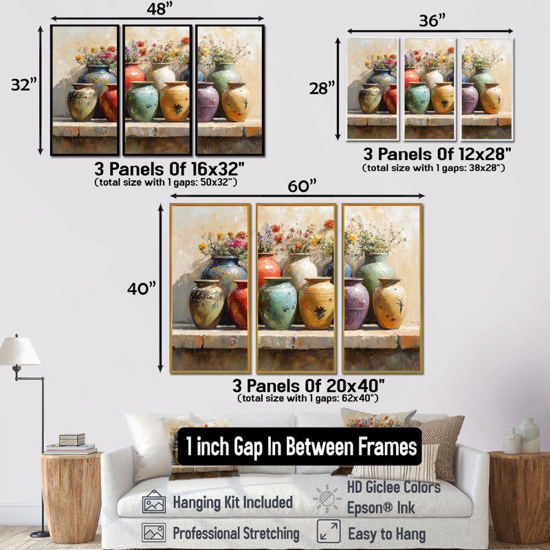 Ensemble de décorations murales Farm Pottery Earthy Treasures III - Boho Pottery, H 28 po x l 36 po x P 1 po