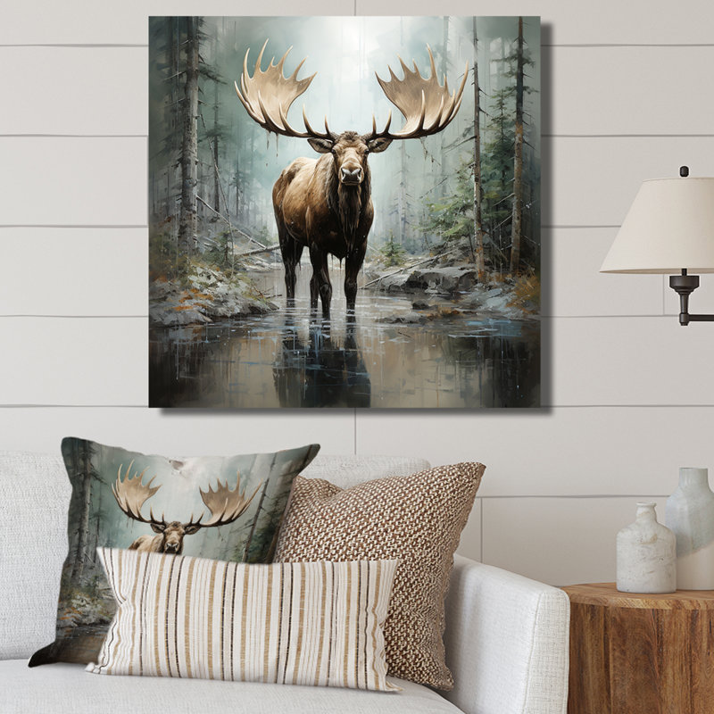 Art sur toile, "Mystic Moose in Forest II", Toile tendue, H 30 po x l 30 po x P 1,5 po