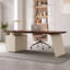 Bureau rectangulaire à 3 tiroirs en bois manufacturé brun noyer + cristal crème-690305339-690305343