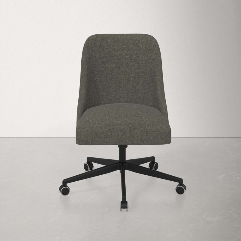 Chaise de travail pivotante réglable en hauteur Acosta, Lin texturé gris anthracite Zuma