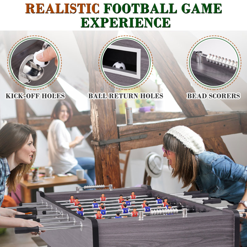 Raychee 58 Inch Large Size Foosball Table For Adults, Competition Full Size Soccer Game Table Football Table W/2 Balls, Grey