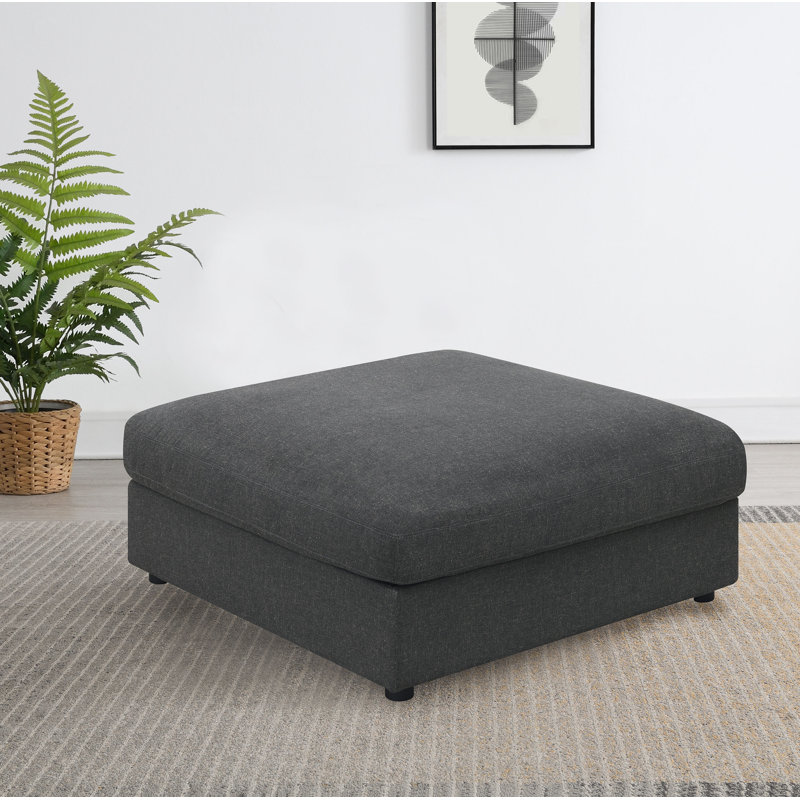 Artzt Square Upholstered Ottoman Charcoal, Charcoal
