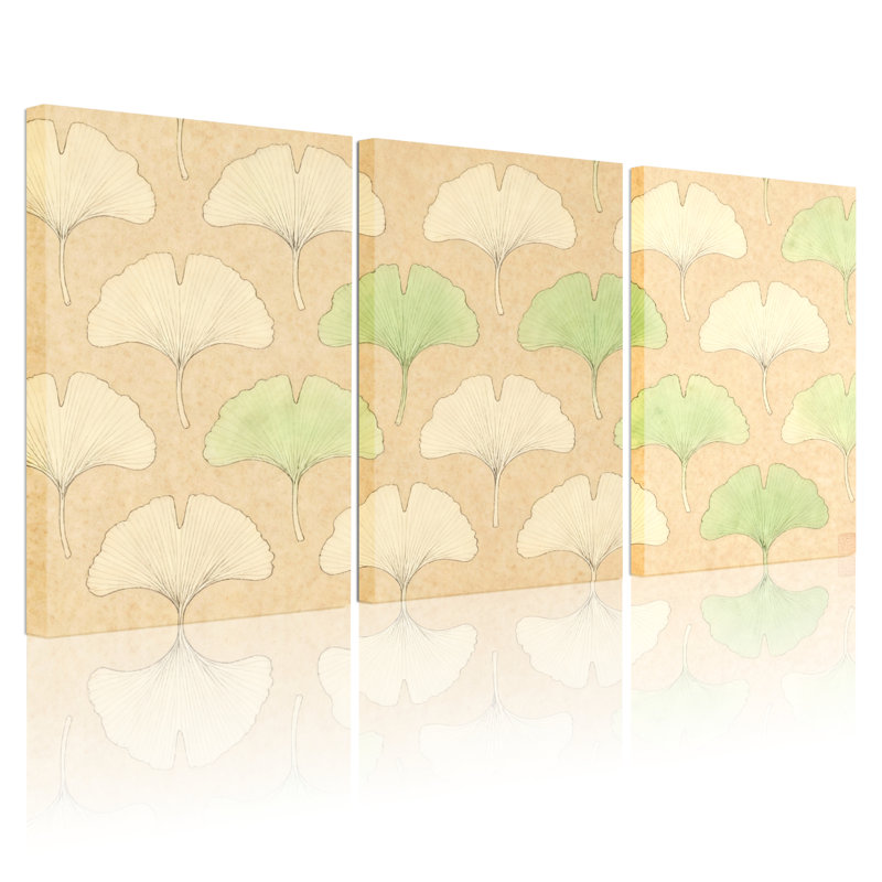 «Ginkgo Leaf», art mural tendu sur toile, ensemble de 3, H 36 po x l 72 po