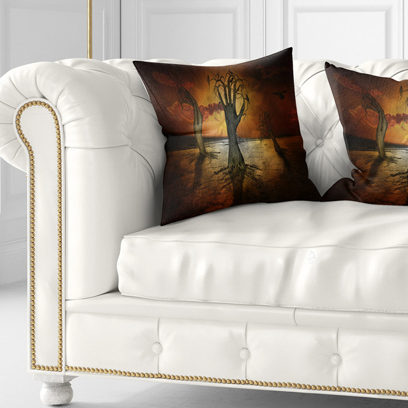 Arbres de rangement - Coussin imprimé abstrait, 18 po x 18 po, Coussin décoratif
