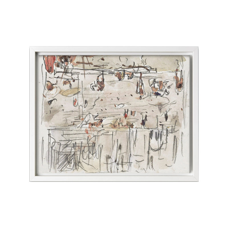 Dessin abstrait, Canvas, White Framed, 16"H x 20"W