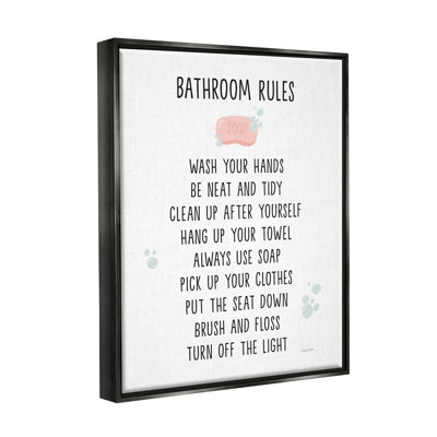 «Bathroom Rules List Soap Bubbles» par Kyra Brown, impression