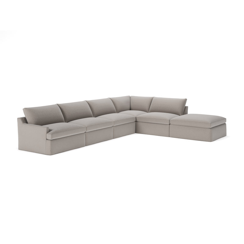 Canapé modulaire 6 pièces Wrenley, Boucle Apollo Pebble, Orienté à droite