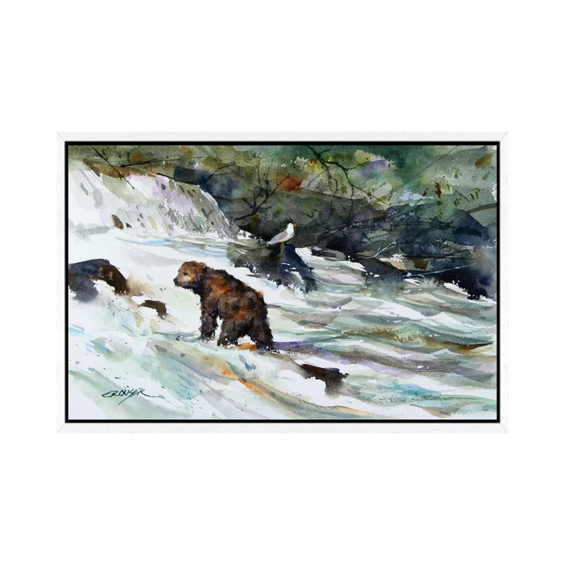 King Of The Rapids by Dean Crouser - Painting on Canvas, 101.6 cm H x 66.04 cm W, White Framed