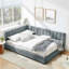 Structure de lit tapissier capitonné, structure de canapé-lit avec dossier et accoudoirs confortables, lit pour chambre à coucher, salon, velours-1146509423