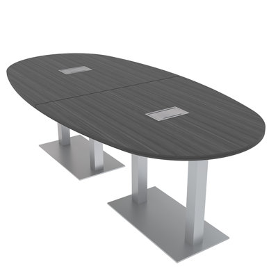 8'' Boat-Oval Conference Table With Metal Bases