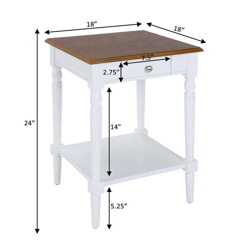 French Country Driftwood & White Square End Table with Storage