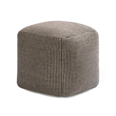 Marta 20" Stone Beige Upholstered Pouf Ottoman