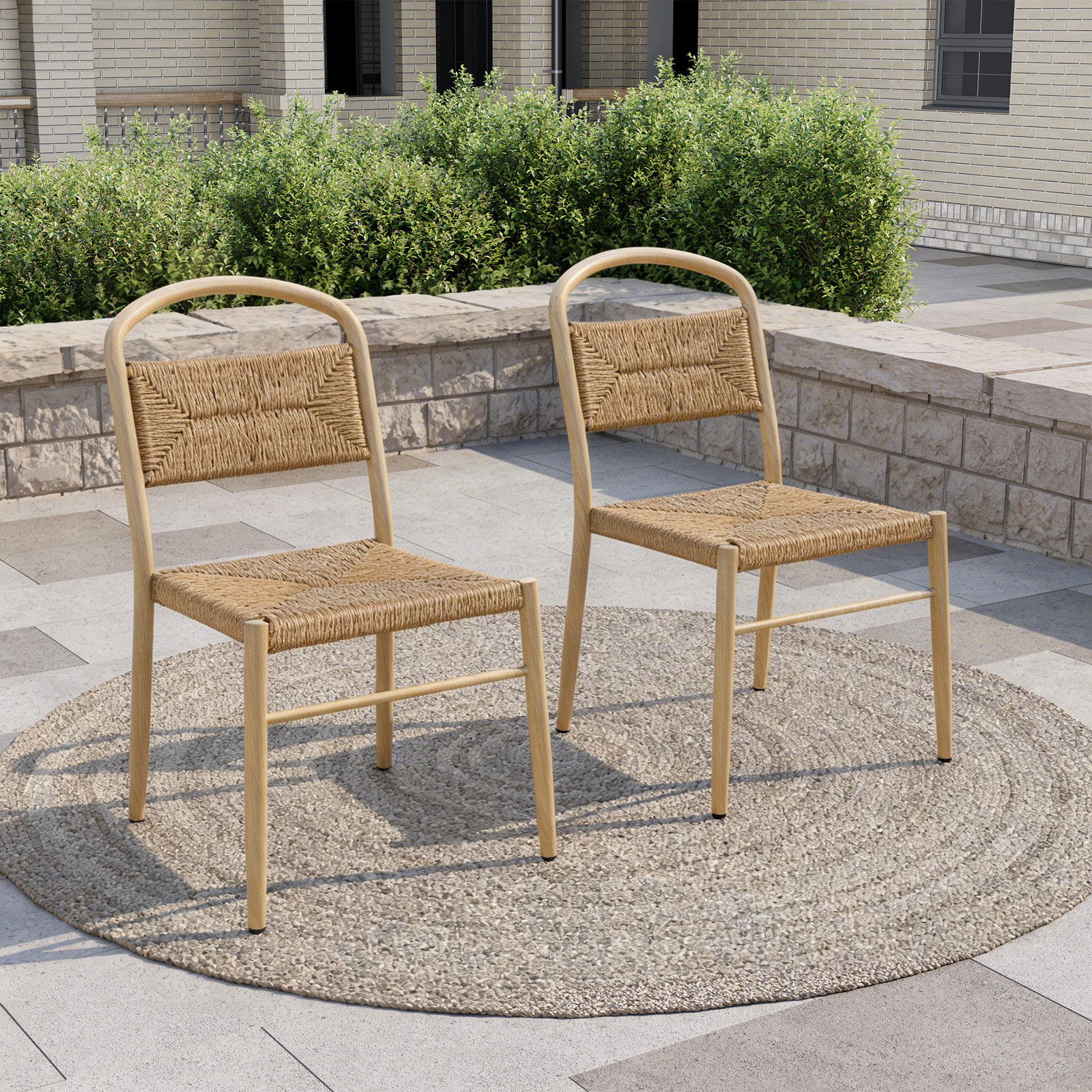 Spearman Wicker & Aluminum Patio Dining Chairs, Natural Wicker