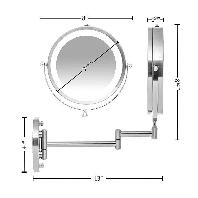 Polished Chrome 7" Wall Mounted LED Magnifying Mirror