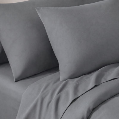 100% Cotton Pillow Cases King Size Set of 2, Linen-Like Textured Smoke Grey Pillowcases 20 x 36 Inches, Soft Breathable with Envelope Closure