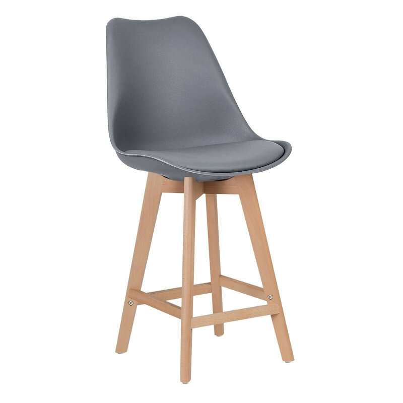 London Upholstered Counter Stool with Solid Wood Frame, Dark Grey