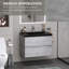 Meuble-lavabo mural moderne avec cuve en quartz noir-129599556