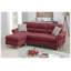 Canapé modulaire réversible en L avec accoudoirs roulés et garniture cloutée, revêtement en velours rouge
