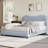 Blue Velvet Bed with Boucle Headboard – Soft Rounded Corners, Sturdy Wooden Slats, Platform Full Bed, Noise-Free, Easy Assembly-1023805366-1023805365