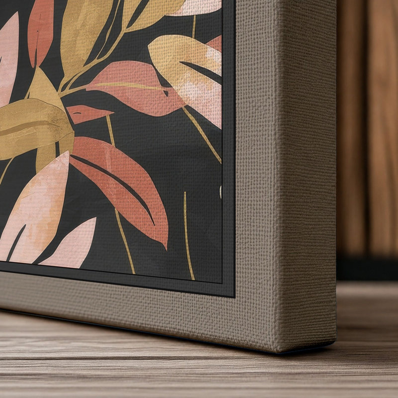 Garden Pattern Botanical - Wrapped Canvas, 36x24 - 91.4 x 61.0 cm, Taupe Border