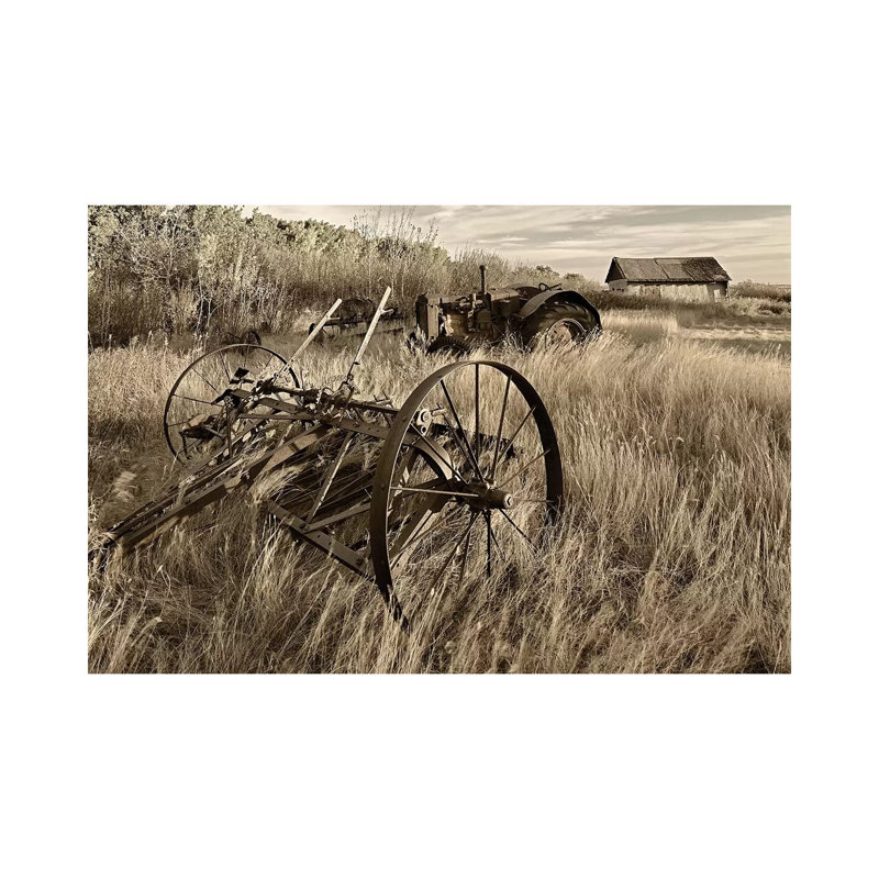 Canada. Sepia Photo Of Old Farm Machinery In Field. by Jaynes Gallery - Wrapped Canvas Gallery-Wrapped Canvas Giclée