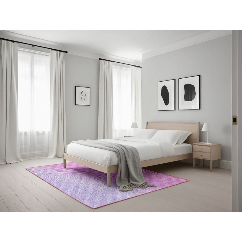 Tapis rose à motifs/mauves de zone, Rectangle 5 pi x 7 pi