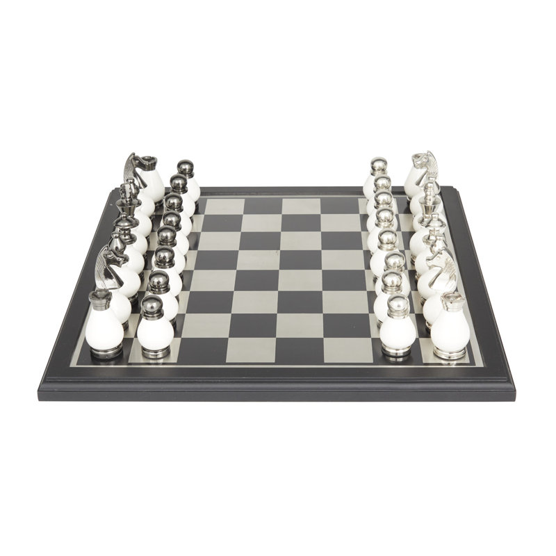 Ensemble de jeu en aluminium Neta, H 4,25 po x L 15,85 po x l 15,85 po, Blanc / argenté