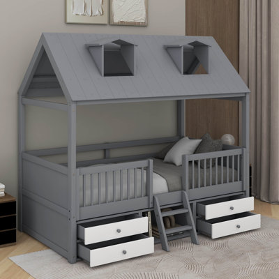 Lit simple en bois