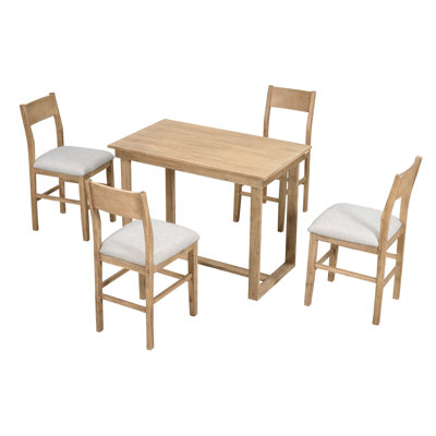 Farmhouse Counter Height 5-Piece Dining Table Set With 1 Rectangular Dining Table And 4 Dining Chairs For Small Places,Brown -  Gracie Oaks, 3F1D00089F4C48D9B74A8E9C9A981659