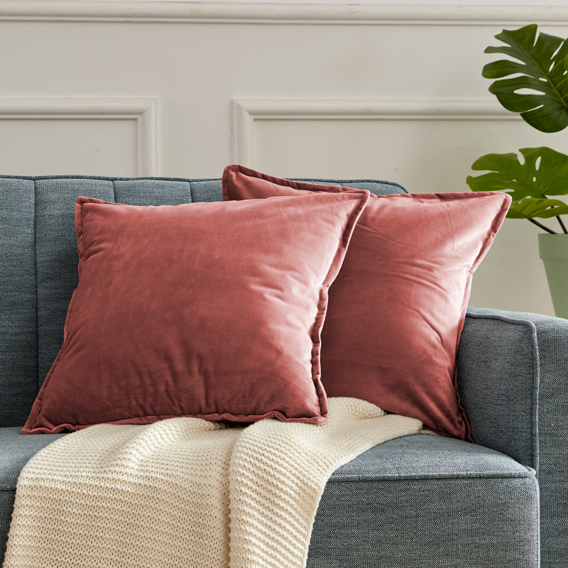 Housse de coussin carré en velours, Rouge