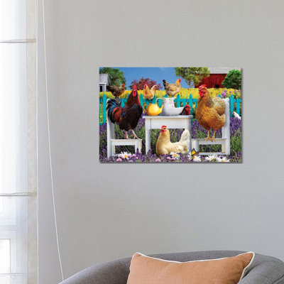 A Brood For Luncheon - Wrapped Canvas Print