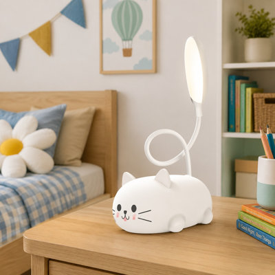 Lampe de lecture USB rechargeable en forme de chat mignon, lampe de bureau DEL pour enfants