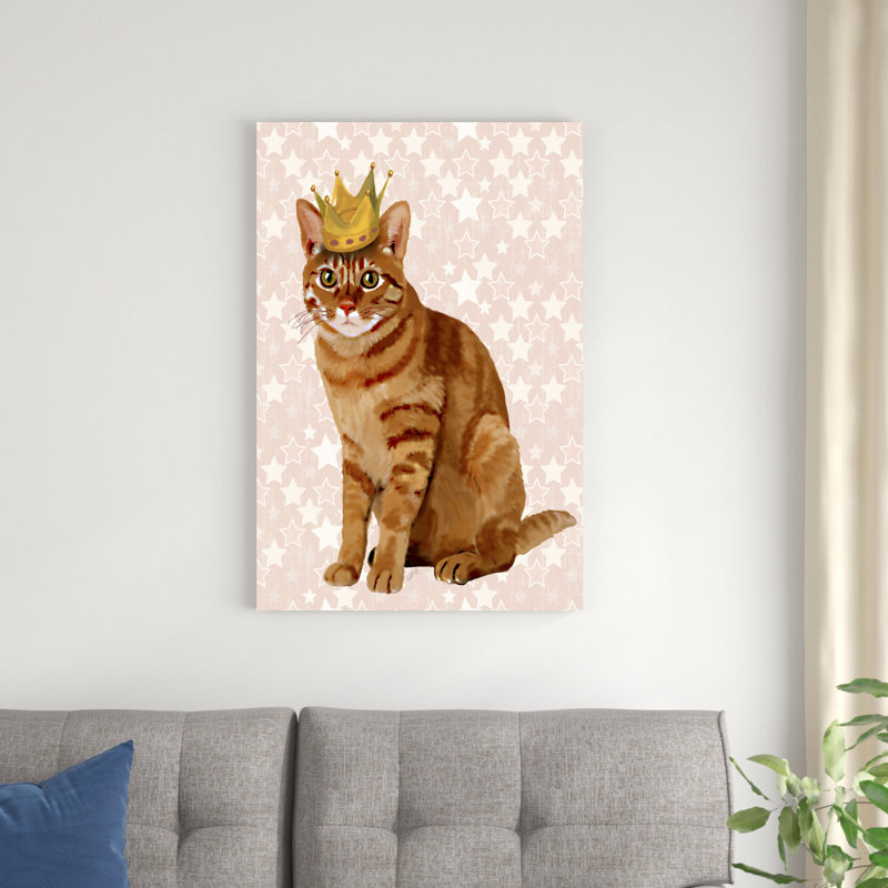 Chat roux avec couronne, double, H 36 po x l 24 po x P 1 po