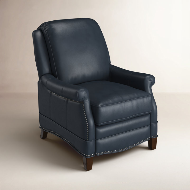 Dunlevy Recliner, Barone Navy Blue Split Grain Leather